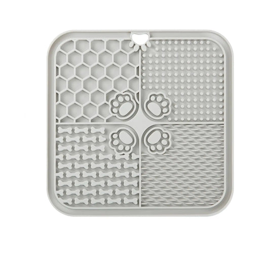 Dog Lick Mat Dog Slow Feeder Non-Slip Design Lick Mat for Dogs and Cats Boredom and Anxiety Reducer. Suitable for Treats Yogurt Peanut Butter (1Pack Grey)
